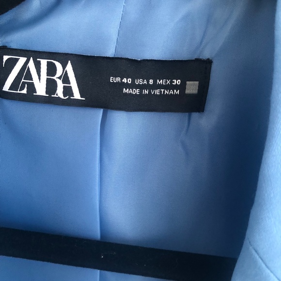 Zara baby blue single breasted suit jacket Blazer -size 8 - Picture 4 of 4